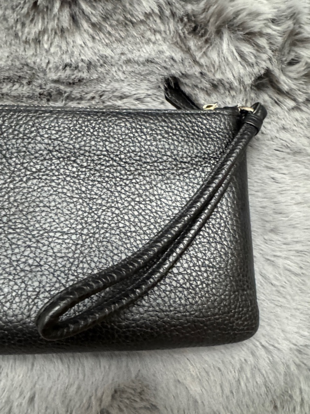 Coach Black Pebbled Leather Wristlet with Gold Accent - Picture 3 of 8